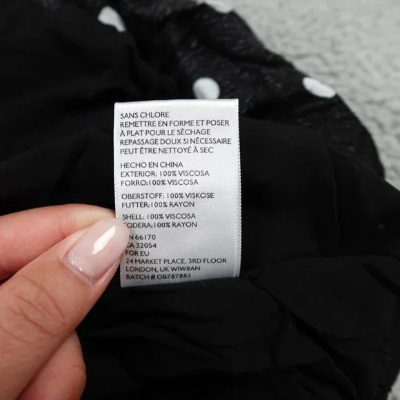 Urban Outfitters Mini Slip Baby Tee Dress Womens Medium Black Polkadot Button Up - Picture 7 of 10